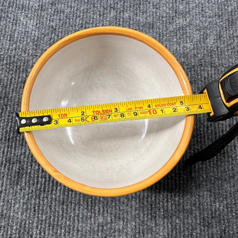 Solimene Cereal Bowl Unisex 5in Hand Painted Bird Floral Orange Vintage Casual
